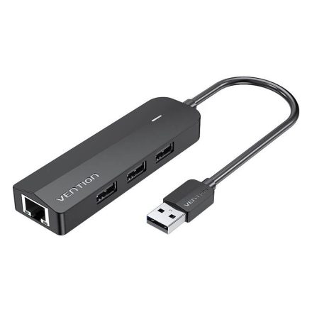 Vention USB 2.0 3 portos HUB ethernet adapterrel fekete (CHPBB)