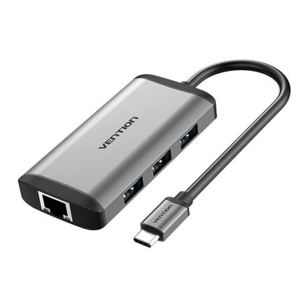 Vention USB-C - HDMI, 3x USB3.0, RJ45, PD dokkoló állomás 0,15m szürke (CNCHB)