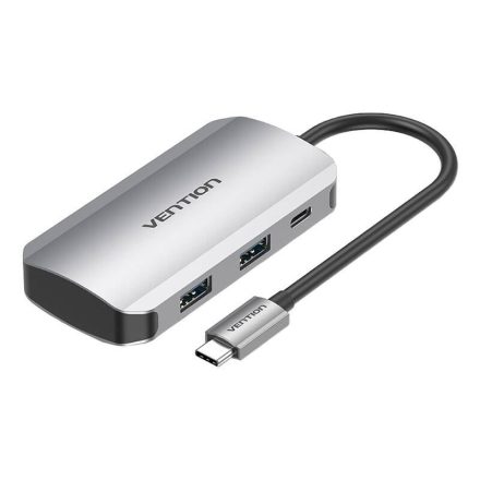 Vention USB-C - 4x USB3.0, PD dokkoló állomás 0,15m szürke (TNBHB)