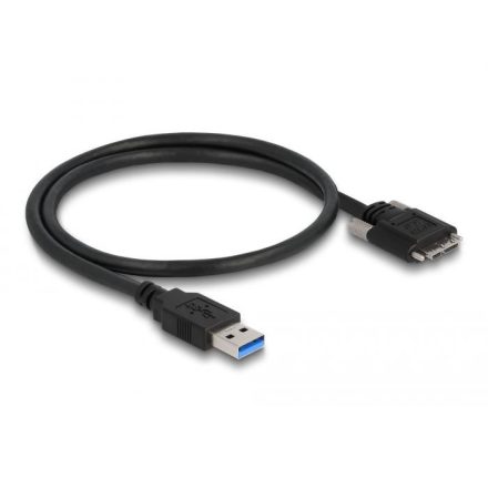 Delock USB 3.0 A-Típusú dugó - Micro-B Típusú dugó csavarokkal ellátott  kábel 50cm (87798)