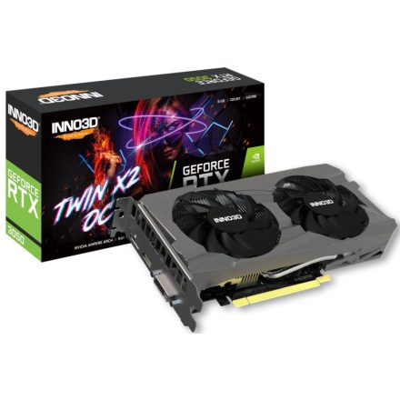 Inno3D GeForce RTX 3050 8GB DDR6 Twin X2 OC Videókártya (N30502-08D6X-1711VA41)