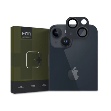 HOFI Apple iPhone 15/15 Plus FullCam Pro+ hátsó kameralencse védő edzett üveg + alu kameravédő borító fekete (HO604559)