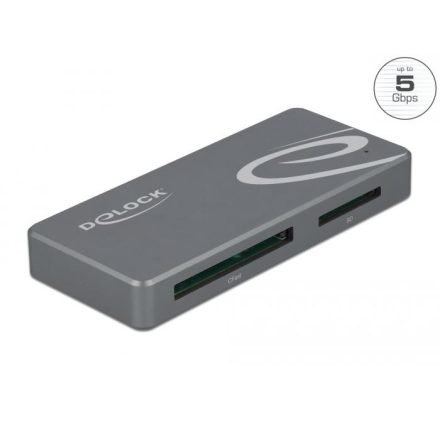 Delock USB Type-C kártyaolvasó CFast és SD memóriakártyákhoz + USB Hub A-típusú és USB Type-C porttal (91754)