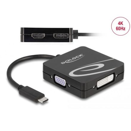 Delock USB Type-C - VGA/DVI/HDMI/DisplayPort átalakító (63129)