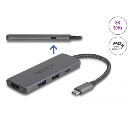 Delock USB Type-C dokkolóállomás 8K - HDMI / USB / PD 3.0 100W (87804)