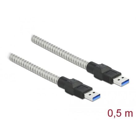 Delock USB-A - USB-A (USB 3.2 Gen 1) fém borítású összekötő kábel 0,5m (86774)