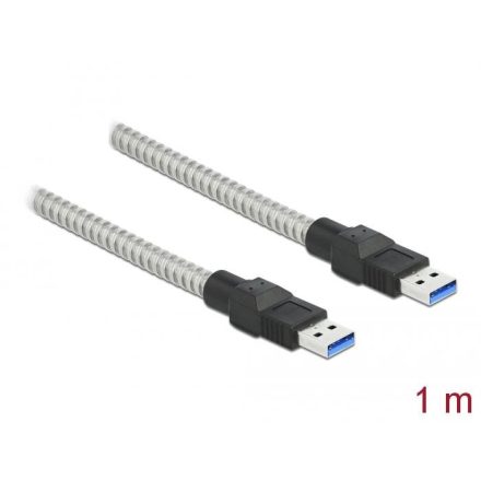 Delock USB-A - USB-A (USB 3.2 Gen 1) fém borítású összekötő kábel 1m (86775)