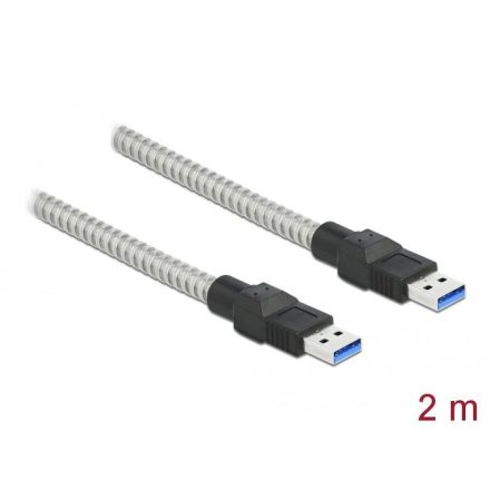 Delock USB-A - USB-A (USB 3.2 Gen 1) fém borítású összekötő kábel 2m (86776)