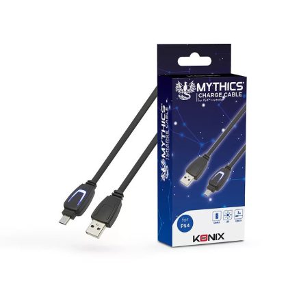 Konix Mythics PlayStation 4 Play & Charge 3m töltő kábel LED fénnyel (KX-CC-PS4)