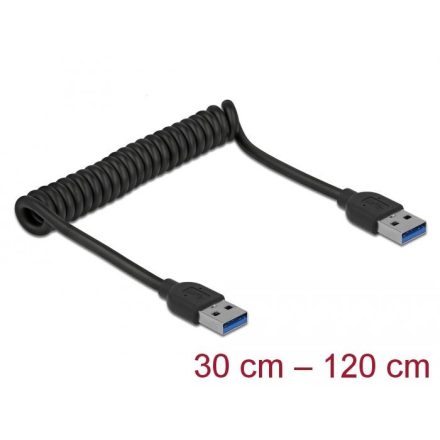 Delock USB 3.0 A - USB 3.0 A csavart kábel fekete (85348)