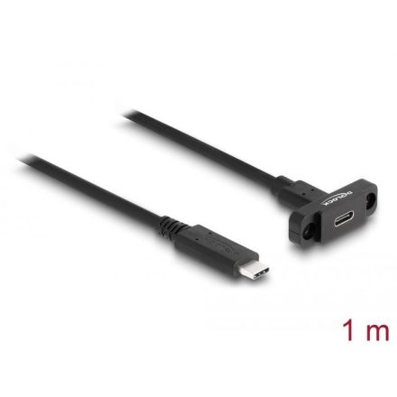 Delock SuperSpeed USB 10 Gbps (USB 3.2 Gen 2) USB Type-C apa-anya kábel panel-csatlakozójú 1m fekete (87824)