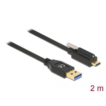 Delock SuperSpeed USB (USB 3.2 Gen 2) kábel A-típusú apa csatlakozó - USB Type-C apa csatlakozó csavarral a tetején, 2m (84031)