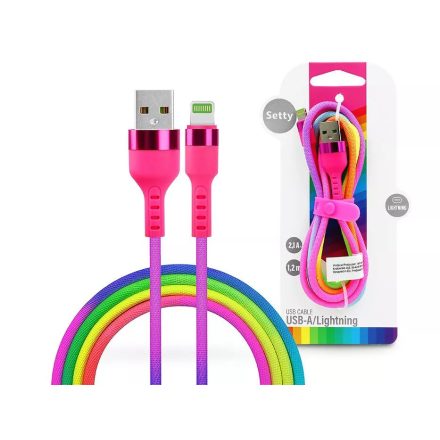 Setty USB-A - Lightning töltőkábel 1,2m színes (SE094162)