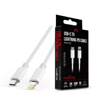 Maxlife MXUC-05 USB-C - Lightning töltőkábel 2m fehér (TF-0138)