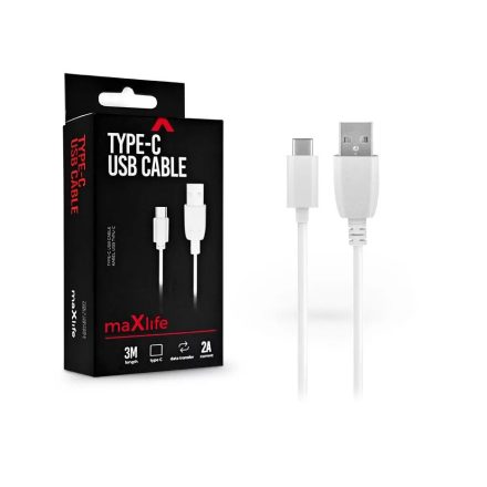 Maxlife USB-A - USB-C töltőkábel 3m fehér (TF-0019)