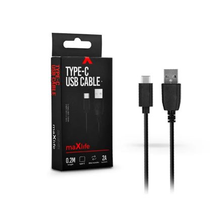 Maxlife USB-A - USB-C töltőkábel 0,2m fekete (TF-0066)