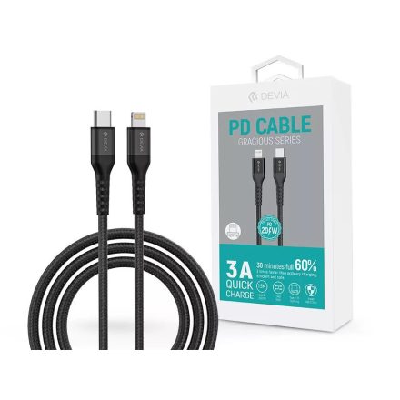 Devia Gracious USB-C - Lightning adat- és töltőkábel 1,5m fekete (ST350085)