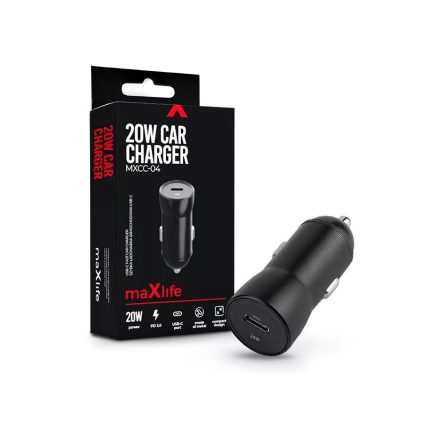 Maxlife MXCC04 USB-C autós töltő adapter 20W fekete (TF-0165)