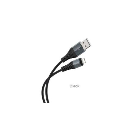 HOCO X38 adatkábel és töltő (USB - lightning 8pin, 2.4A, 1m, törésgátló) FEKETE (X38 / 137783)