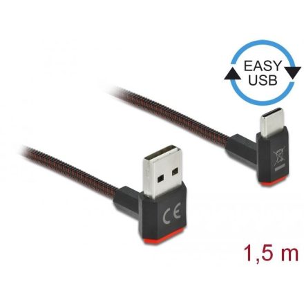 Delock EASY-USB 2.0 kábel A-típusú csatlakozódugó - USB Type-C csatlakozódugó 1.5m fekete (85277)