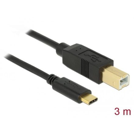 Delock USB 2.0 B-C kábel 3m fekete (83666)