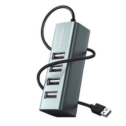 AWEI CL-122 USB HUB 4in1 (elosztó, 4xUSB-C aljzat, 75cm) fekete (CL-122)