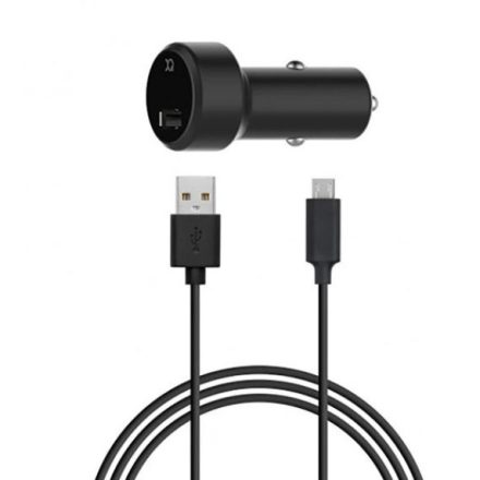 XQISIT autós töltő USB-A aljzat (5V/2.4A, gyorstöltő + microUSB kábel) fekete (31527)