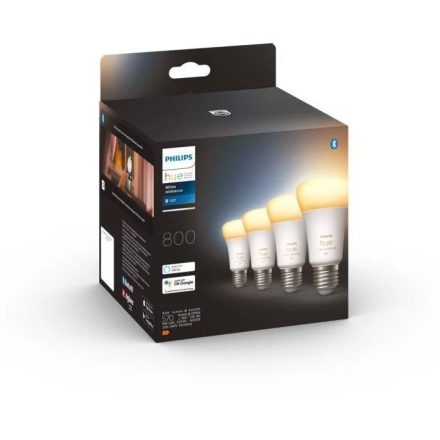 Philips Hue White Ambiance E27 6W LED fényforrás 4db (929002489804 / 8719514328280)