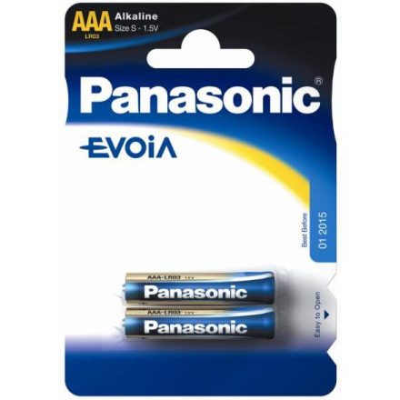 Panasonic 1.5V Alkáli AAA ceruza elem EVOiA (2db / csomag)  (LR03EGE/2BP)