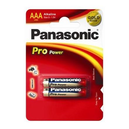 Panasonic 1.5V Alkáli AAA ceruza elem Pro power (2db / csomag)  (LR03PPG/2BP)