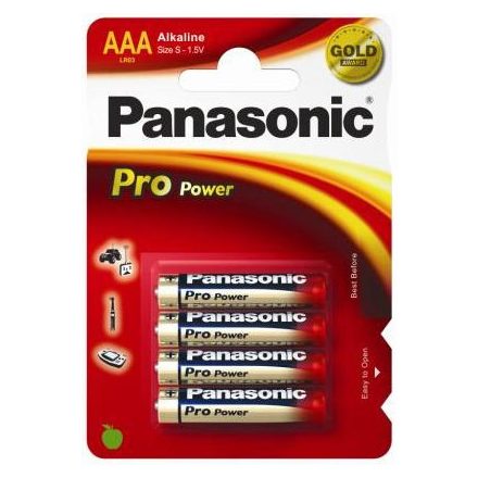 Panasonic 1.5V Alkáli AAA ceruza elem Pro power (4db / csomag)  (LR03PPG/4BP)