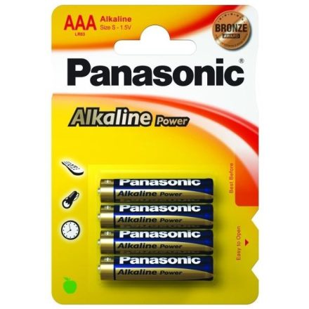 Panasonic 1.5V Alkáli AAA ceruza elem Alkaline Power (4db / csomag)  (LR03APB/4BP)