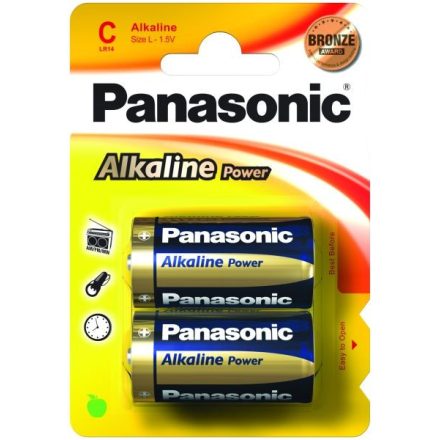 Panasonic 1.5V Alkáli C elem Alkaline Power (2db / csomag)  (LR14APB/2BP)