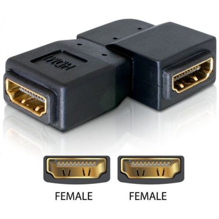 Delock DL65078 HDMI female -> HDMI female 90° balra elforgatott adapter