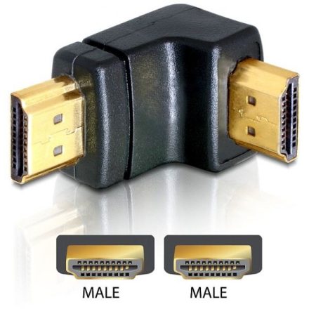 Delock DL65073 HDMI male -> HDMI male 90° lelelé elforgatott adapter