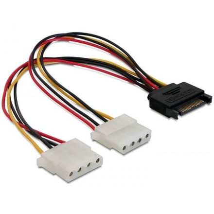 Delock DL65159 SATA 15 pin male -> 2x4 pin 20 cm-es Molex adapter