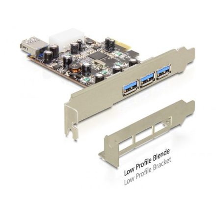 DeLock DL89281 3x külső USB 3.0 + 1x belső USB 3.0 PCI Express kártya