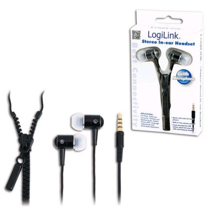 LogiLink HS0021 Zipper mikrofonos fülhallgató fekete