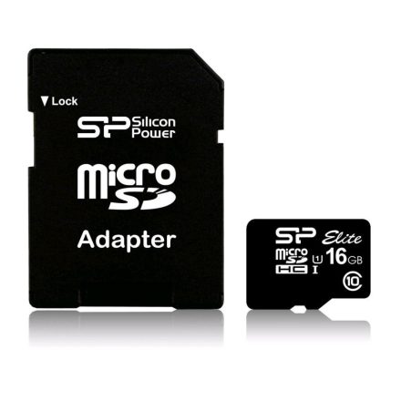 16GB microSDHC Silicon Power Elite U1 + SD adapter  (SP016GBSTHBU1V10-SP)