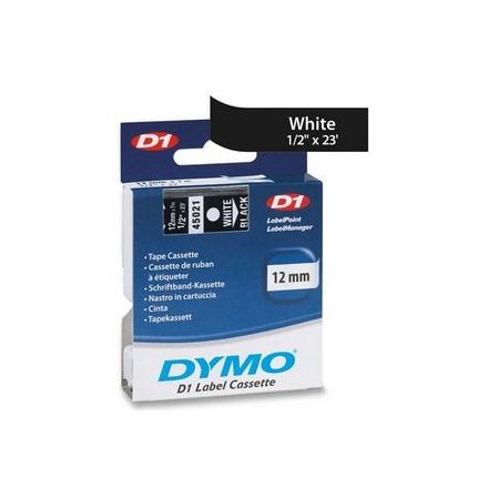 DYMO "D1" Feliratozógép szalag 12 mm x 7 m fehér-fekete (GD45021)