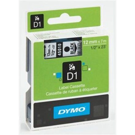 DYMO "D1" Feliratozógép szalag 12 mm x 7 m fekete-víztiszta (GD45010)