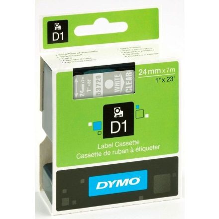 DYMO "D1" Feliratozógép szalag 24 mm x 7 m fehér-víztiszta (53720)