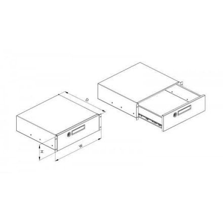 Conteg polc fiók 19" zárható 3U (CDP-DD-03)