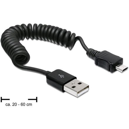 Delock DL83162 USB 2.0 A male --> USB micro-B male spirál kábel