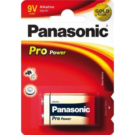 Panasonic Alkaline Pro Power 9V  elem (1db / blister)  (6LR61PPG/1BP)