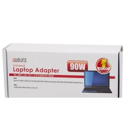 Delight Univerzális laptop/notebook töltő adapter tápkábellel  (55365)