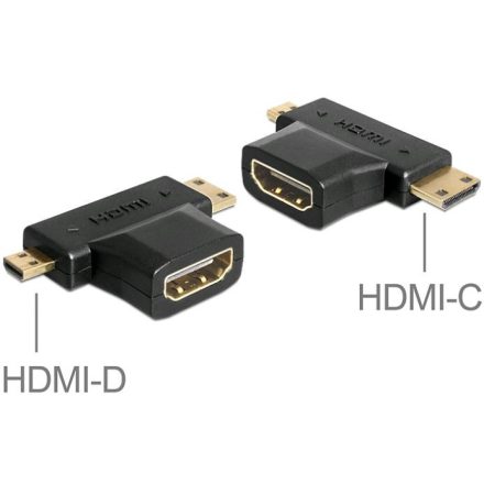 Delock HDMI-A anya > HDMI-C + HDMI-D apa adapter (65446)