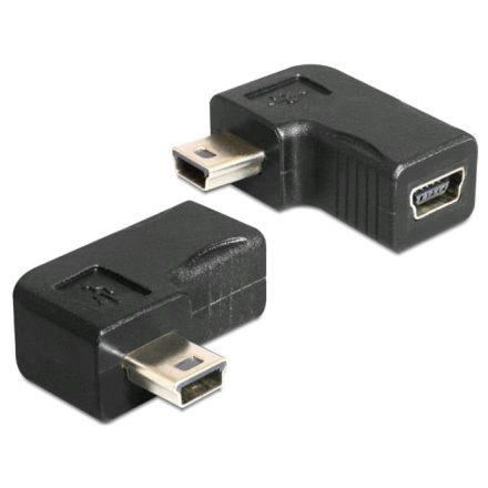 Delock USB-B mini 5 pin apa / anya adapter 90°-ban elforgatott  (65448)