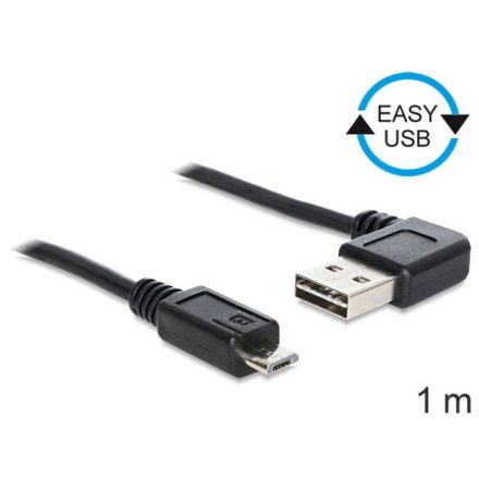 Delock 83382 USB 2.0 -A apa hajlított > USB 2.0 micro-B apa kábel 1 m