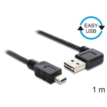 Delock  83378 USB 2.0 -A apa hajlított > USB 2.0 mini apa kábel 1 m